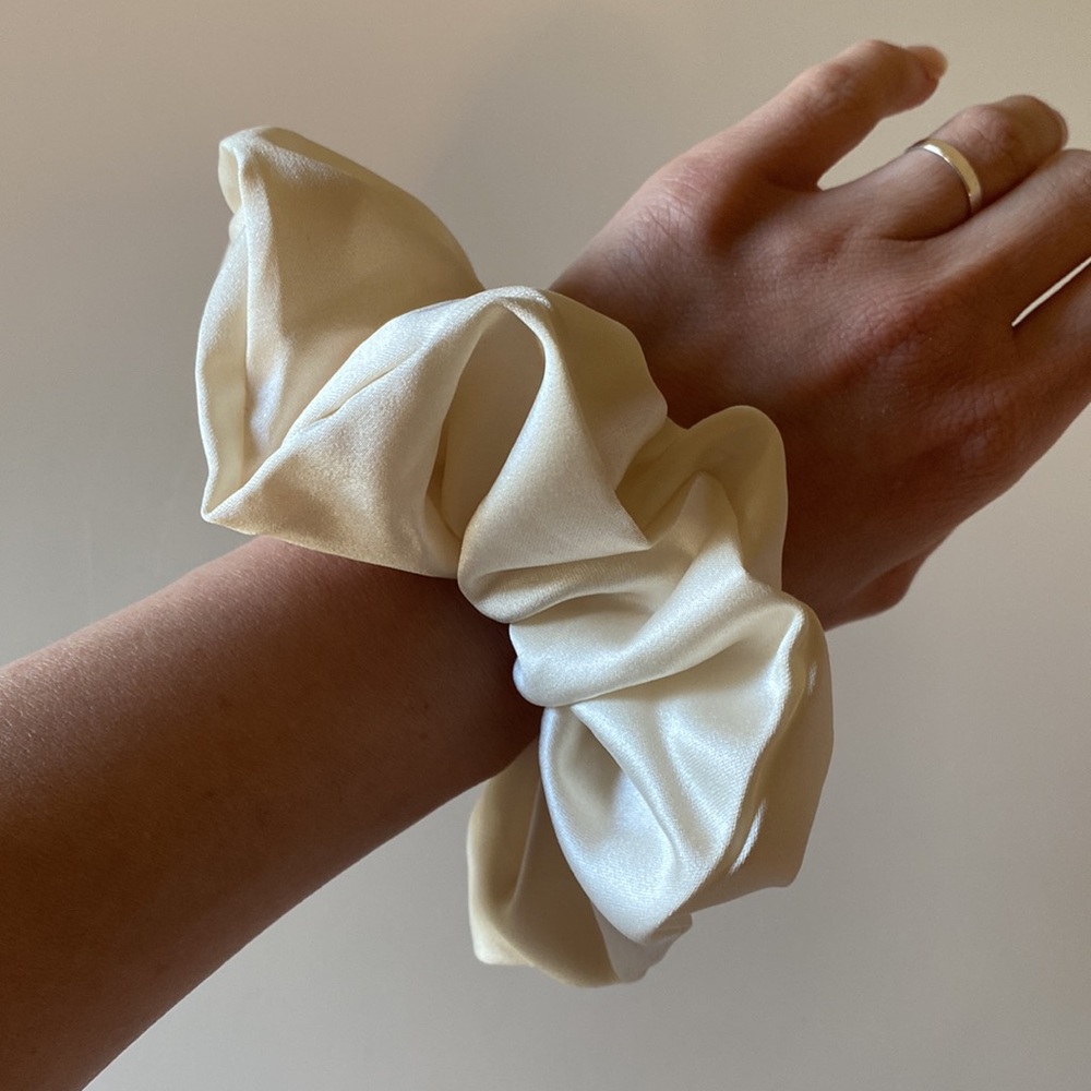 NWOT Large Ivory Satin Scrunchie